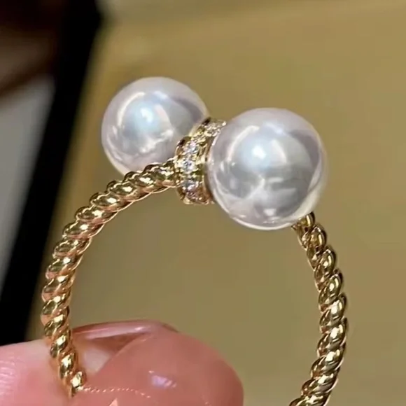 Silver Twist Pearl Ring - Picture 5 of 11
